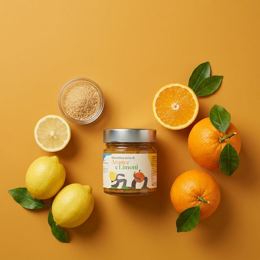 Marmellata di Arance e Limoni Minnelea — preparazione con arance, limoni e zucchero di canna