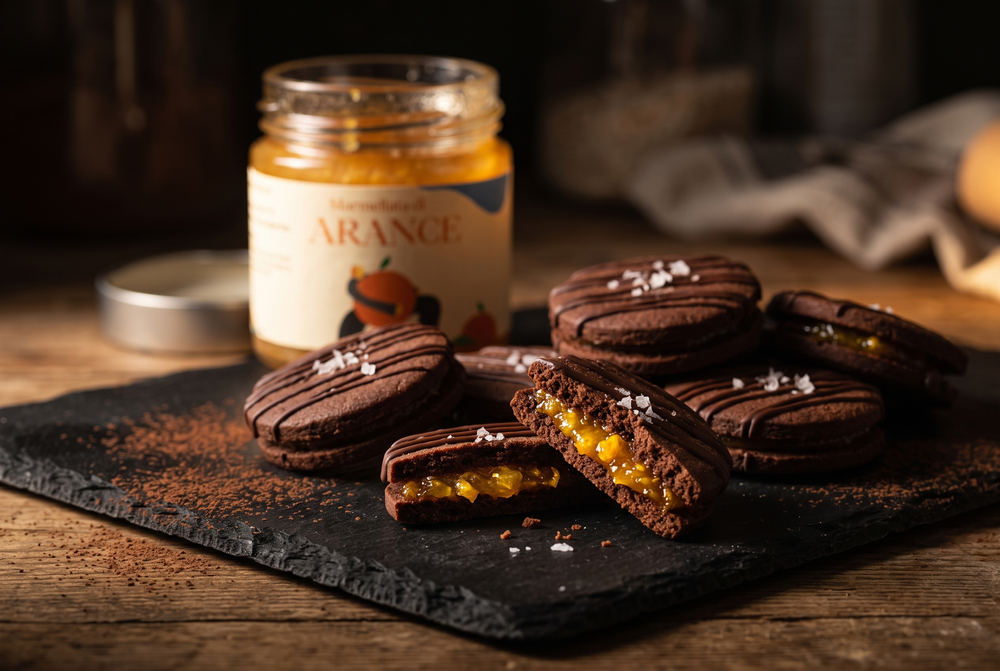 Sablé al cacao con marmellata di arance