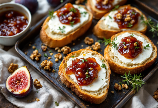 Warme toast met geitenkaas en vijgenconfituur