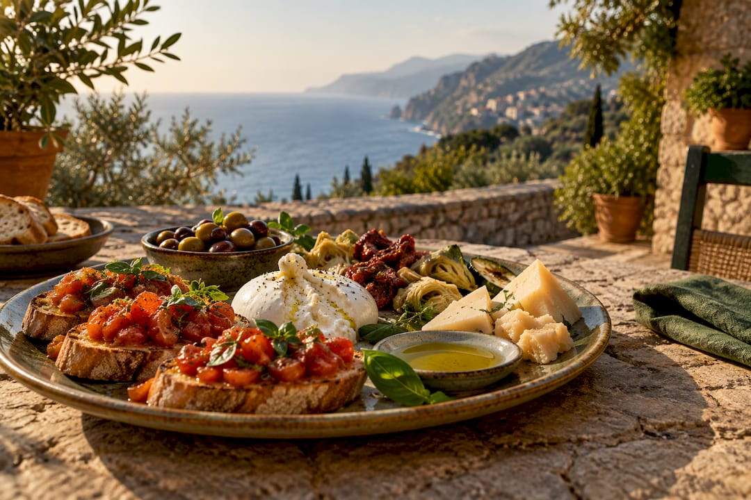 Italienische Antipasti-Platte mit kalten Spezialitäten