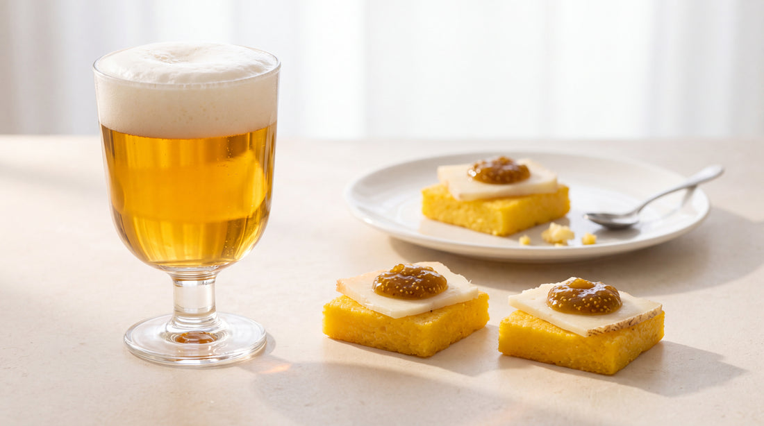 American Pale Ale: polenta, formaggio e un accento di fichi con confettura di fichi Minnelea