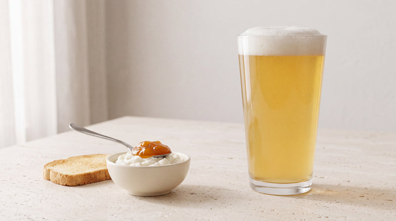 Berliner Weisse: ricotta e un velo di albicocca con confettura di albicocche Minnelea