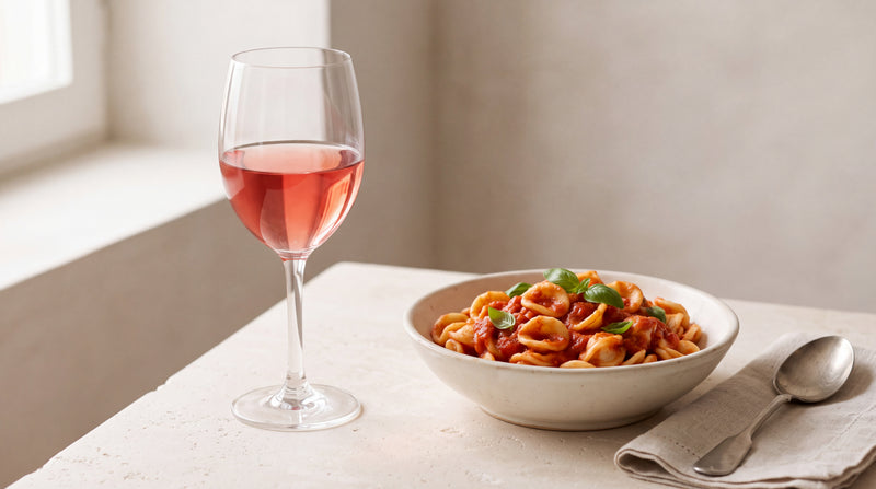 Cerasuolo d’Abruzzo: pasta al pomodoro e apericena con sugo cilentano Minnelea