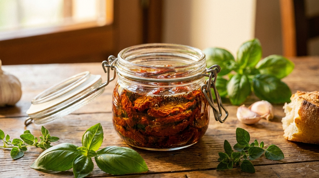 Getrocknete Tomaten in Olivenöl extra im Glas
