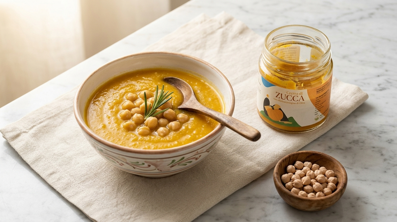 Crema di zucca e ceci, piatto unico proteico autunnale