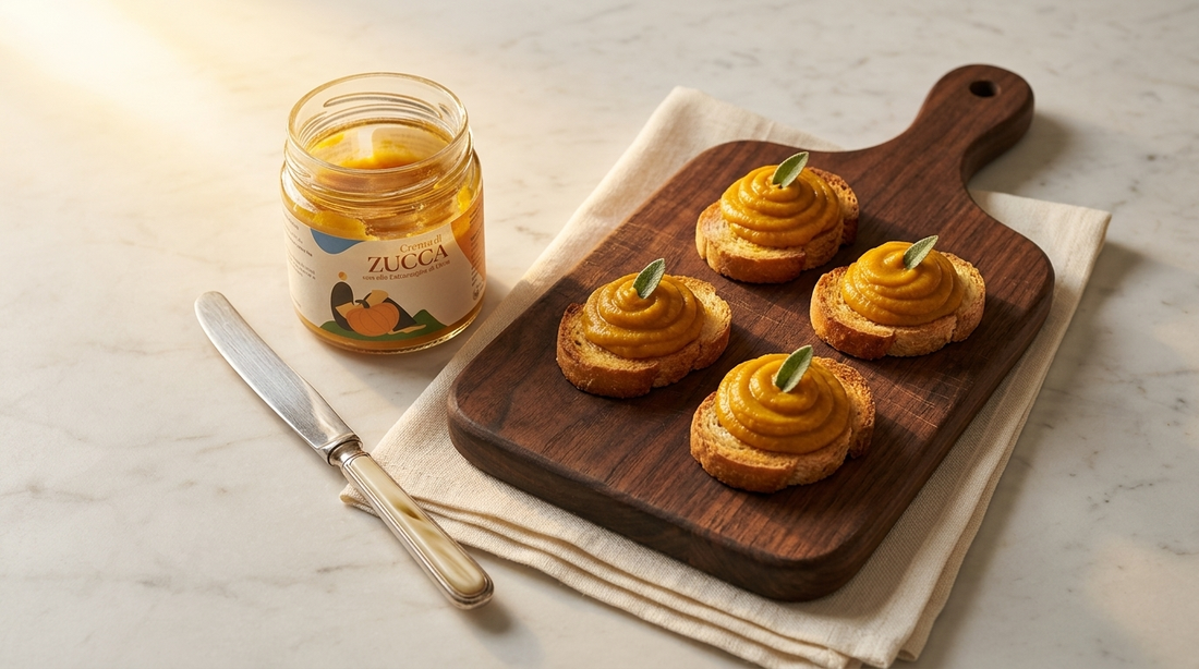 Crostini con crema di zucca per aperitivo autunnale