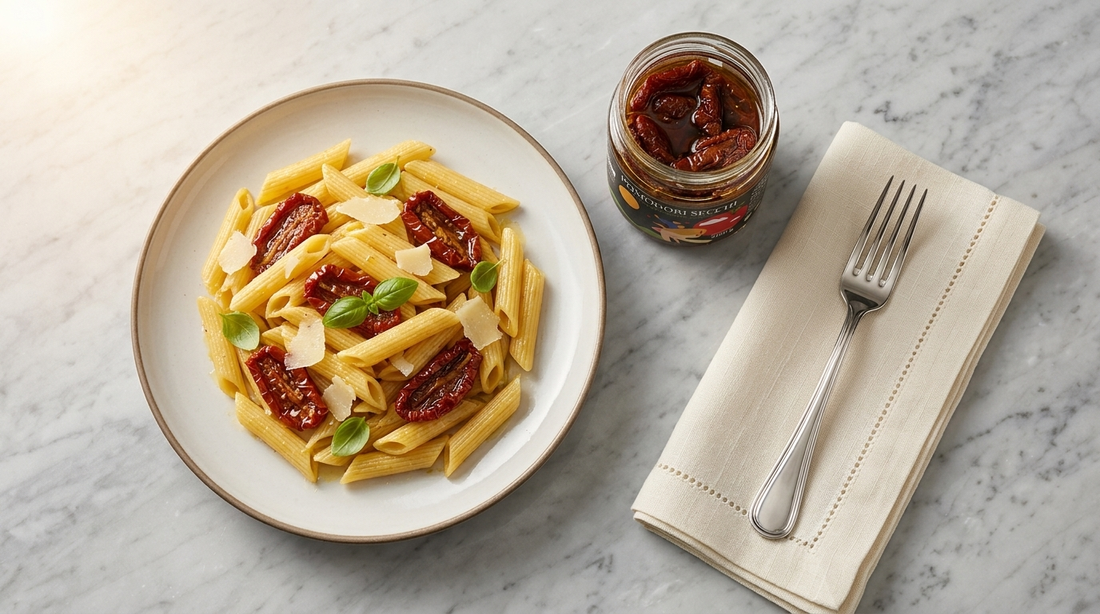Pasta italiana con pomodori secchi sott'olio Minnelea