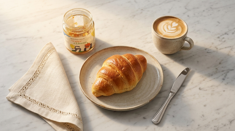 Colazione italiana con marmellata di arance e limoni