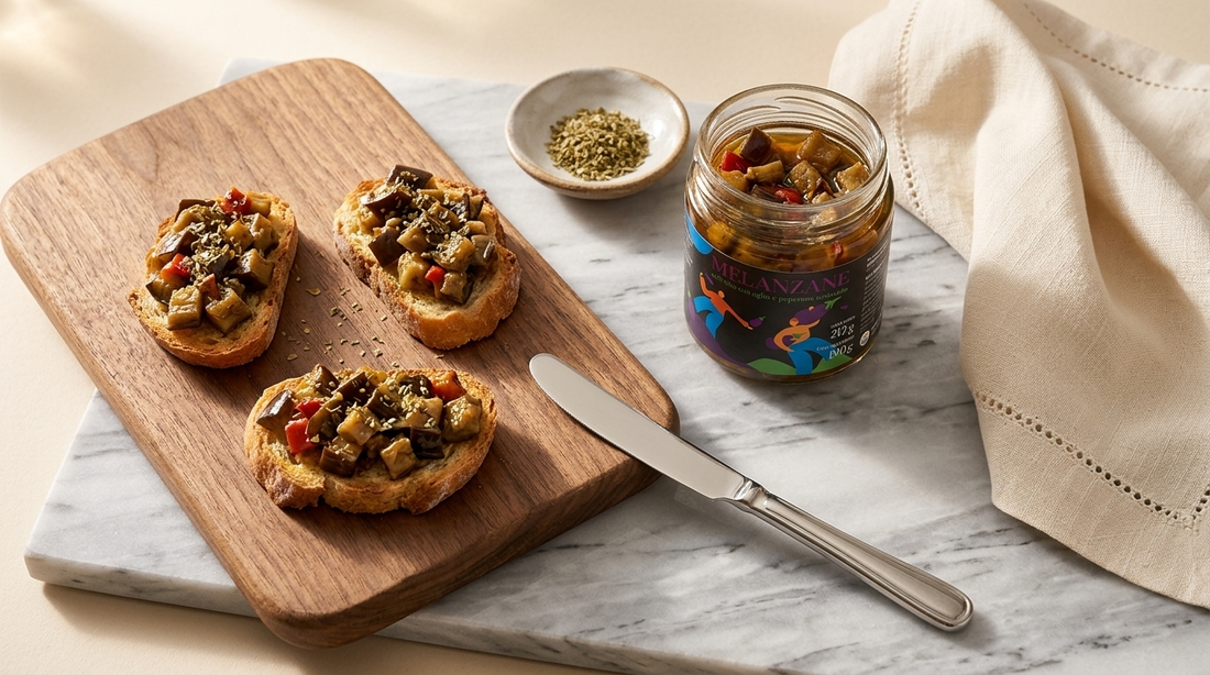 Bruschette con melanzane sott'olio Minnelea