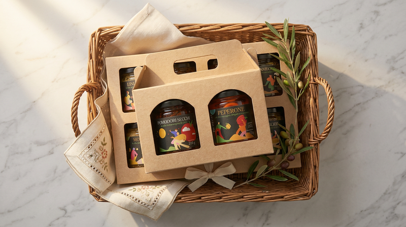 Cesto regalo italiano gourmet Minnelea con kit premium