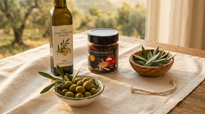 Olio EVO del Cilento, cultivar Pisciottana e Salella