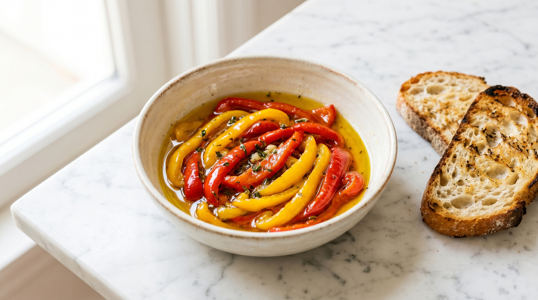 Paprika-Antipasti: eingelegte Paprika in Olivenöl — Auswahl, Verwendung, Qualität