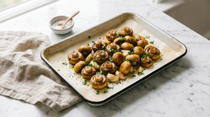 Champignons im Backofen: knusprig-saftig in 20 Minuten — mit der Knoblauch-Kräuter-Formel