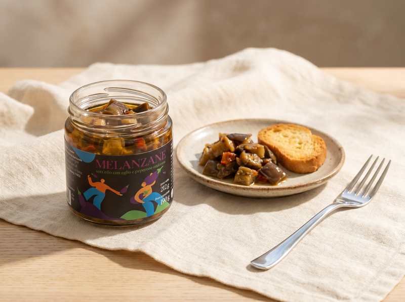 Melanzane sott'olio Minnelea servite come antipasto