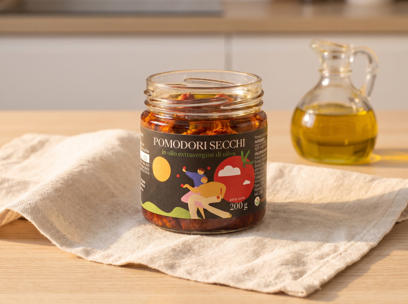 Pomodori secchi in olio extravergine Minnelea nel vasetto aperto
