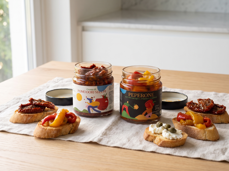 Offene Minnelea Gläser mit Fingerfood-Häppchen