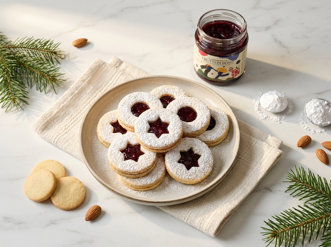 Weihnachtsplätzchen mit Marmelade — Linzer Augen und Spitzbuben
