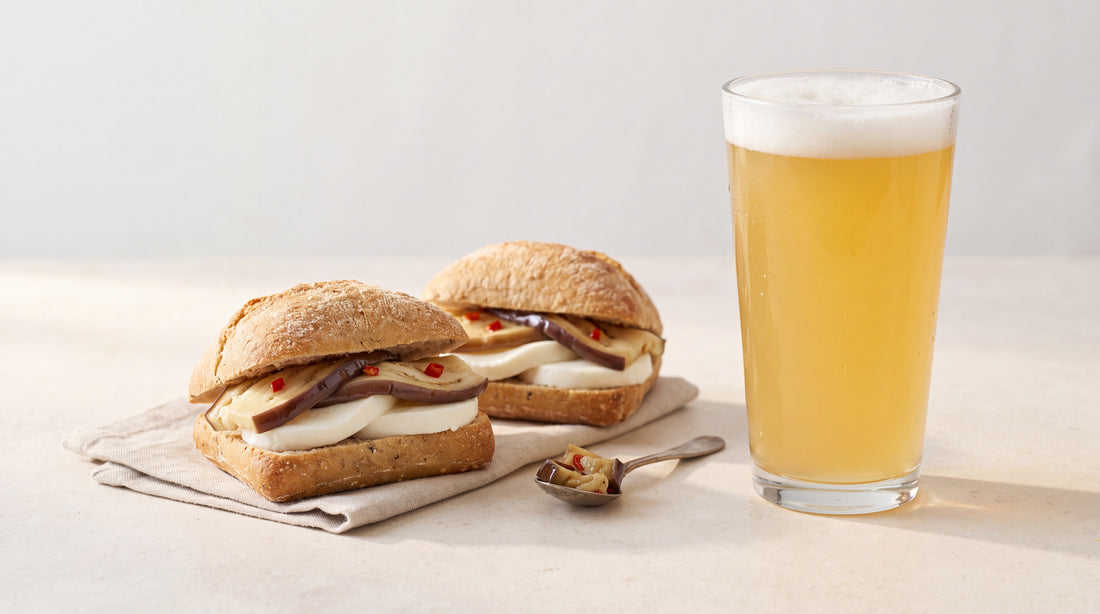 Kellerbier e melanzane sott’olio: scegliere pane e farcitura con melanzane sott'olio Minnelea