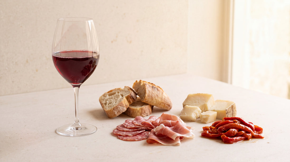 Lambrusco secco: salumi, caciocavallo e peperoni con peperoni sott'olio Minnelea