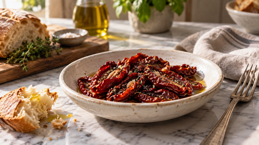 Getrocknete Tomaten in OlivenÃ¶l mit Brot