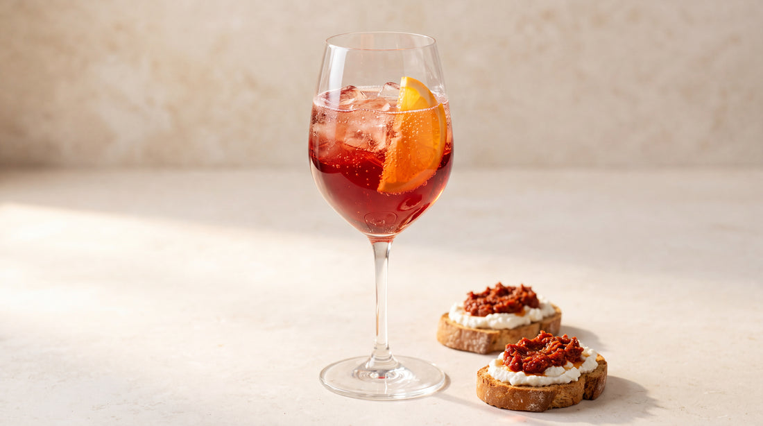 Negroni Sbagliato: crostini con ricotta e paté di pomodori con paté di pomodori secchi Minnelea