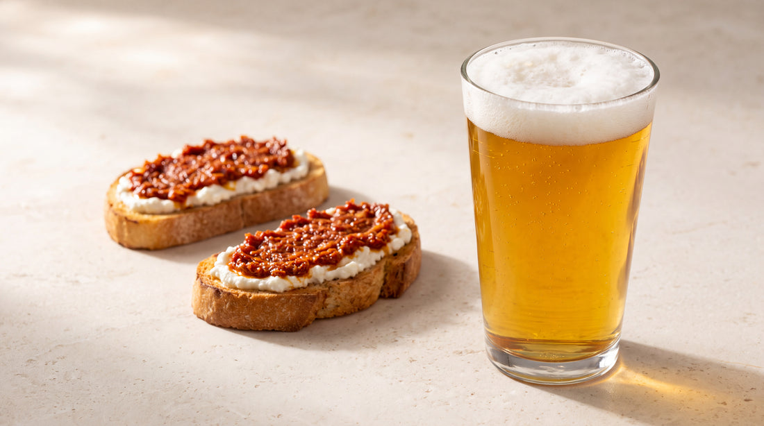 Pale ale e aperitivo: come scegliere il crostino al paté con paté di pomodori secchi Minnelea