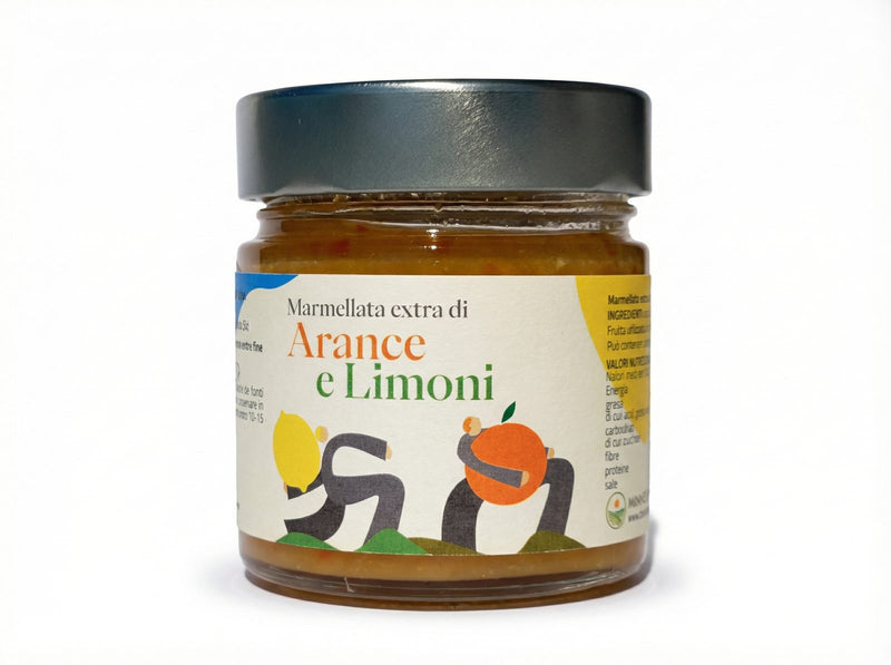 Italienische Orangenmarmelade und Zitronenmarmelade von Minnelea nebeneinander