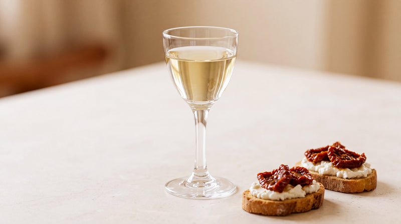Vermouth dry: piccoli crostini con pomodori sott’olio con pomodori sott'olio Minnelea