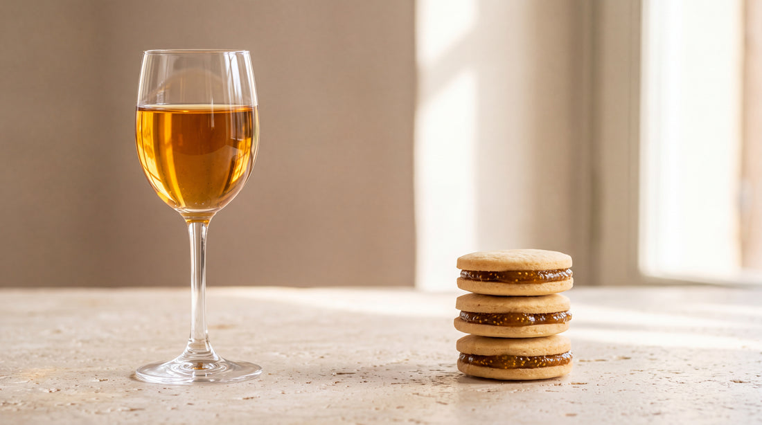 Vin Santo dolce e biscotti ai fichi: un dessert in piccole porzioni con confettura di fichi Minnelea