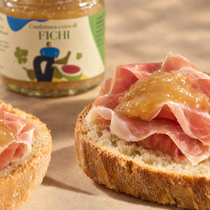Bruschetta con prosciutto crudo e confettura di fichi Minnelea.