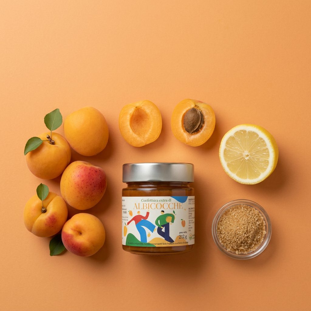 Confettura Extra di Albicocche Minnelea — preparazione con albicocche, limone e zucchero di canna