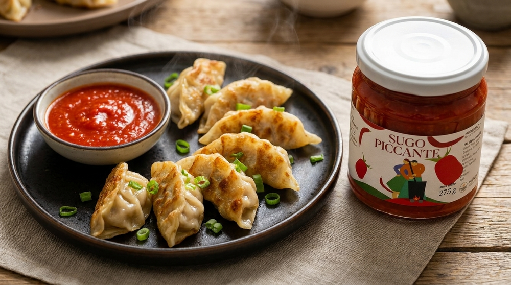 Gyoza con salsa piccante cilentana