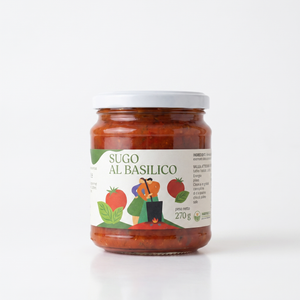 Sugo al Basilico artigianale Minnelea - vasetto in vetro 270 g su fondo bianco