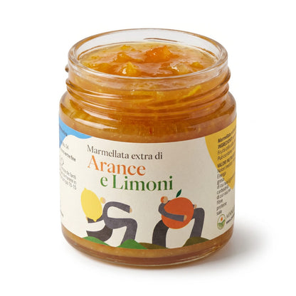 Marmellata extra di arance e limoni Minnelea — vasetto aperto