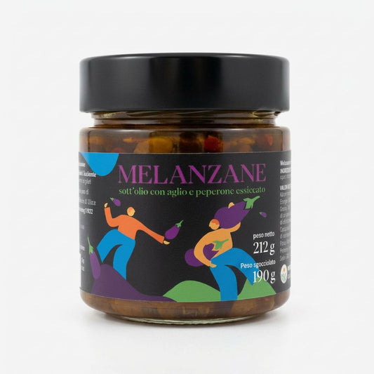 Melanzane sott'olio EVO artigianali Minnelea con peperone crusco
