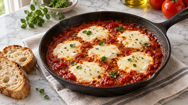 Mozzarella alla pizzaiola in padella con sugo pronto