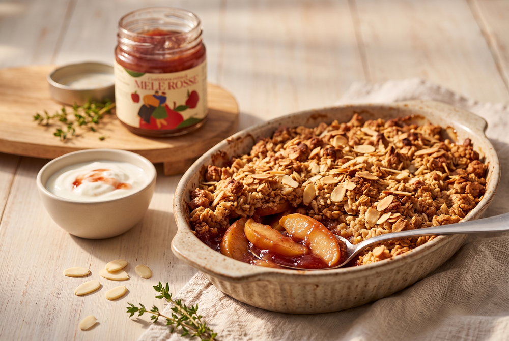 Crumble aux pommes rouges et amandes