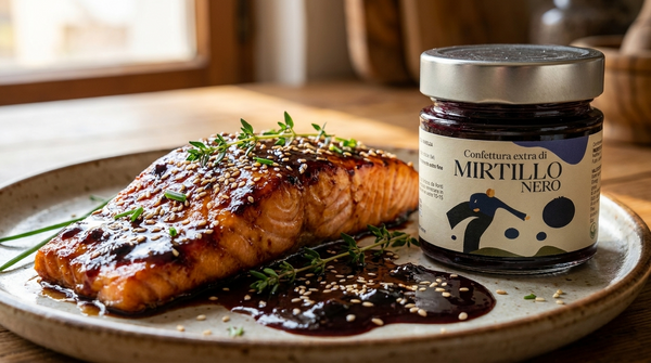 Salmone in stile teriyaki con glassa di mirtillo