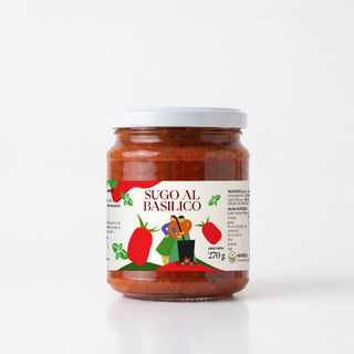 Sugo al Basilico Minnelea, vasetto da 270 g con etichetta