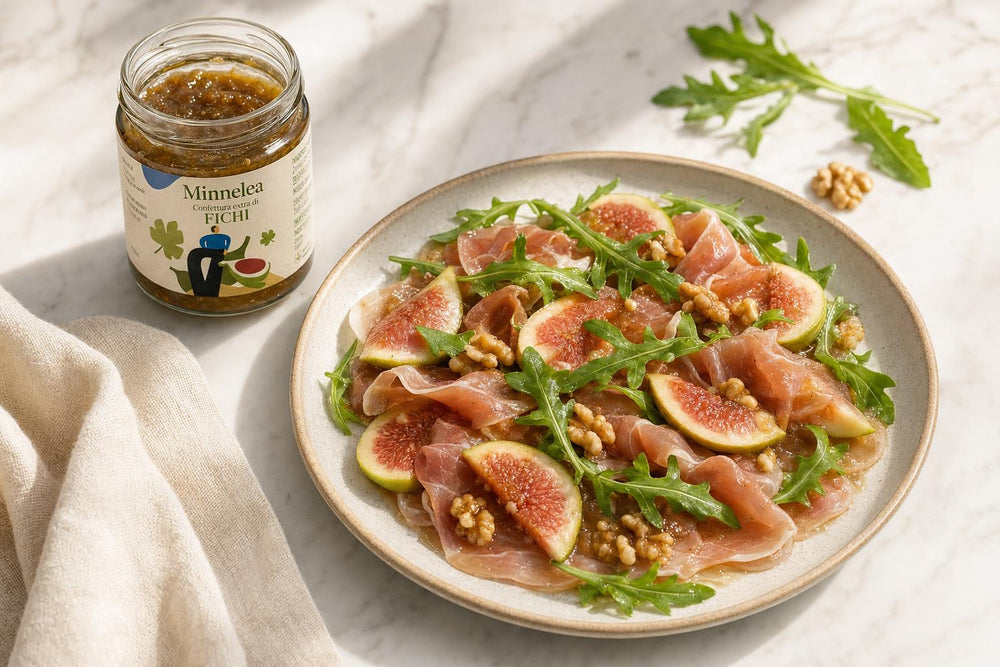 Carpaccio di fichi con prosciutto crudo e rucola